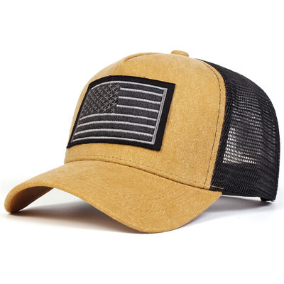 Unisex Bendera Amerika bordir Baseball Net Caps Cuci Musim semi dan Musim Panas Outdoor Casual Adjustable Topi Pelindung Matahari Topi