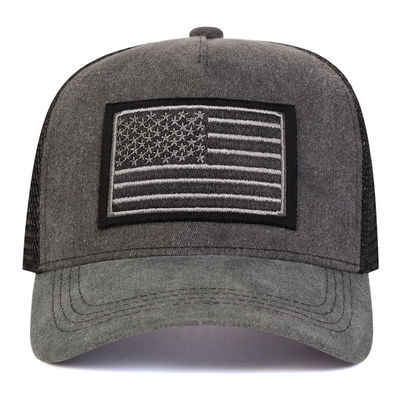 Unisex Bendera Amerika bordir Baseball Net Caps Cuci Musim semi dan Musim Panas Outdoor Casual Adjustable Topi Pelindung Matahari Topi