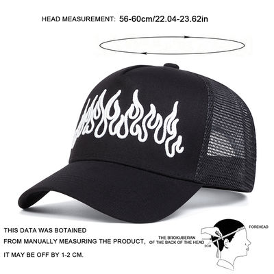 Topi Hip Hop Adjustable Gaya Flame Street Bordir Snapback Curve Brim Trucker Mesh Sports