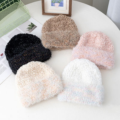 Custom Beanies with Logo Wholesale Winter Fur Material Beanie Hat Manufacturers