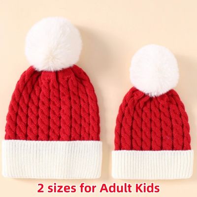 Custom Knitted Christmas Beanie Winter Hat for Women Men, Kids Adults Santa Xmas Hat for Christmas Holiday Party