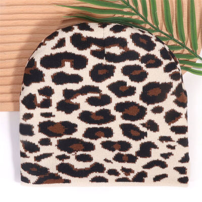 Custom Logo Kualitas Tinggi Pria Wanita topi musim dingin akrilik topi Leopard cetak pola rajutan Slouchy Beanies