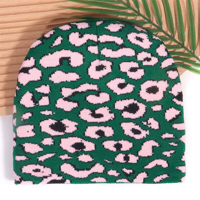 Custom Logo Kualitas Tinggi Pria Wanita topi musim dingin akrilik topi Leopard cetak pola rajutan Slouchy Beanies