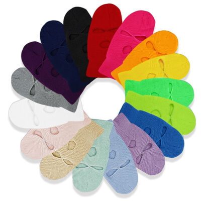 Topi 3-Lubang Rajutan Penutup Wajah Penuh Masker Ski Musim Dingin Balaclava Hangat Rajutan Masker Wajah Penuh Olahraga Luar Ruangan Hadiah Halloween