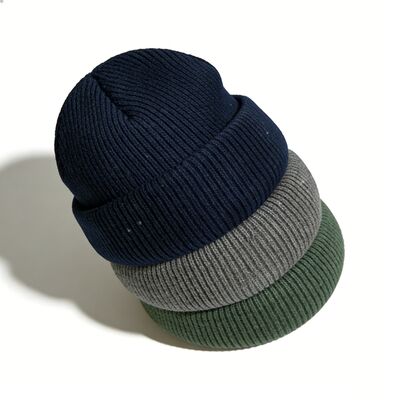 Custom Logo Knit Beanie Hat dengan bahan akrilik dan lingkar 58cm untuk kehangatan musim dingin