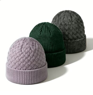 Warna yang dapat disesuaikan Unisex Knitt Beanie Hat dengan Hat Dewasa Lingkaran untuk Panas Musim Dingin