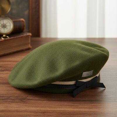 Topi Baret Hijau Klasik dengan Lapisan Katun Penutup Elastis dan Kain Beludru Mercerized untuk Kenyamanan dan Daya Tahan