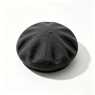 Topeng Beret Gray Kelasik dengan Beret Padded Beret Cap Wool Blend Fabric untuk kenyamanan dan daya tahan