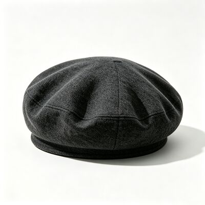 Topeng Beret Gray Kelasik dengan Beret Padded Beret Cap Wool Blend Fabric untuk kenyamanan dan daya tahan