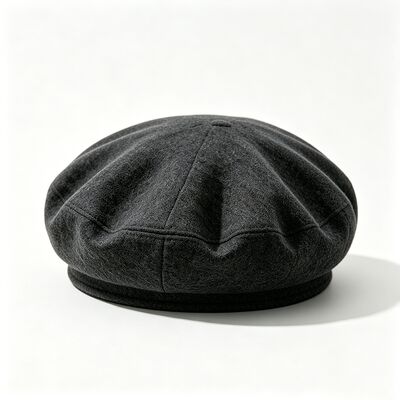 Topeng Beret Gray Kelasik dengan Beret Padded Beret Cap Wool Blend Fabric untuk kenyamanan dan daya tahan