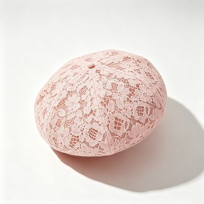 Vintage Pink Lace Beret Floral Pattern Beret bernafas Cap dengan dan Elegant Daily & Party Headwear
