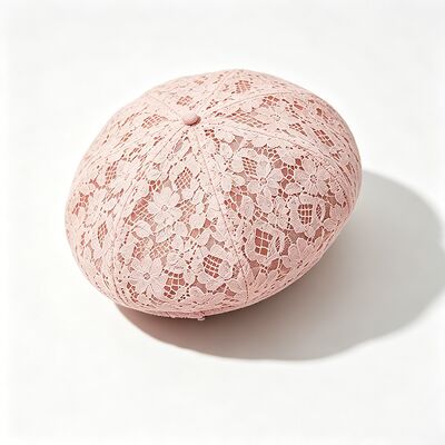 Vintage Pink Lace Beret Floral Pattern Beret bernafas Cap dengan dan Elegant Daily & Party Headwear