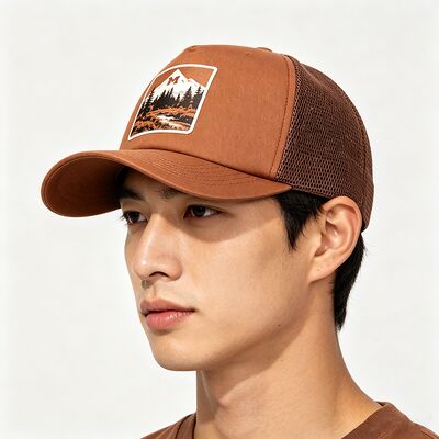 Kap truk kapas Sweatband dengan 6 atau eyelets khusus panel mesh tahan lama penutupan snapback diatur sempurna untuk kegiatan di luar ruangan