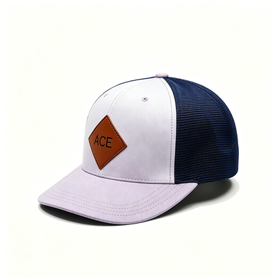 6 Panel Trucker Cap with Cotton Sweatband Plastic Snapback Closure and Constructed Shape for Comfort and Durability