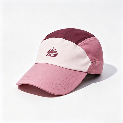 Flat Brim 5 Panel Camper Hat dengan Logo yang dapat disesuaikan dan Tali Hook-and-Loop untuk Kegiatan Luar Ruang