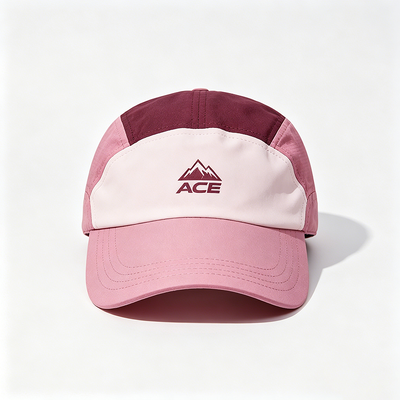 Flat Brim 5 Panel Camper Hat dengan Logo yang dapat disesuaikan dan Tali Hook-and-Loop untuk Kegiatan Luar Ruang
