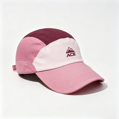 Flat Brim 5 Panel Camper Hat dengan Logo yang dapat disesuaikan dan Tali Hook-and-Loop untuk Kegiatan Luar Ruang