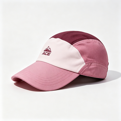 Flat Brim 5 Panel Camper Hat dengan Logo yang dapat disesuaikan dan Tali Hook-and-Loop untuk Kegiatan Luar Ruang
