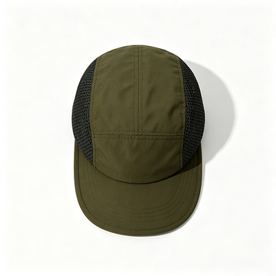 Topi 5 Panel Camp Cap Kustom Cepat Kering Cocok untuk Berbagai Aktivitas Luar Ruangan Termasuk Mendaki, Berkemah, dan Lari