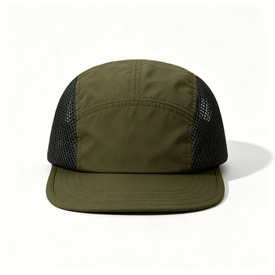 Topi 5 Panel Camp Cap Kustom Cepat Kering Cocok untuk Berbagai Aktivitas Luar Ruangan Termasuk Mendaki, Berkemah, dan Lari