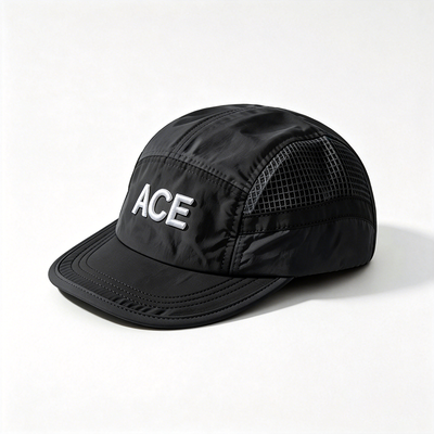5 Panel Camper Hat Dengan Hook dan Loop Strap Penutupan dan Kontras jahitan Ideal untuk hiking dan berkemah