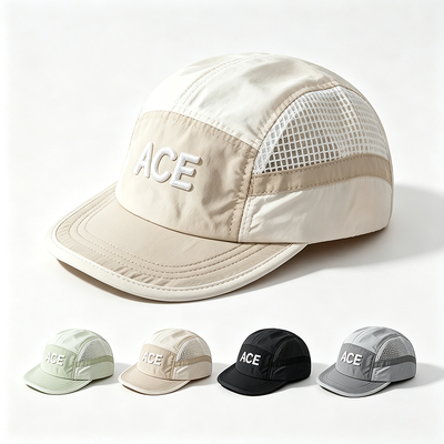 5 Panel Camper Hat Dengan Hook dan Loop Strap Penutupan dan Kontras jahitan Ideal untuk hiking dan berkemah