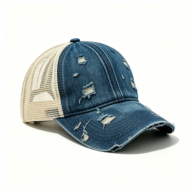 High Profile 6 Panel Trucker Cap dengan kain katun ideal untuk kegiatan luar ruangan mode kasual dan merek tim
