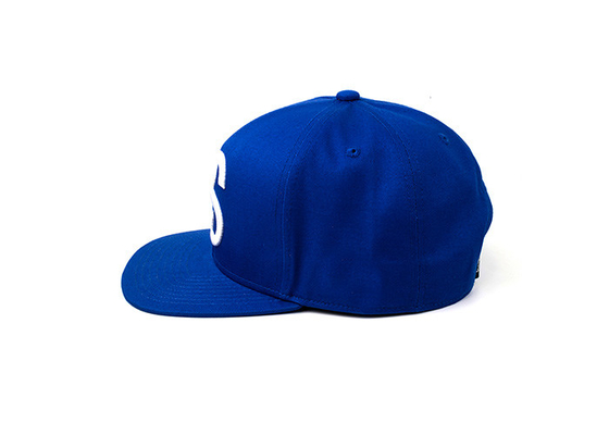 6 Panel Man Flat Brim Snapback Topi Merah Dan Biru Dengan Bordir 3D Wol Akrilik