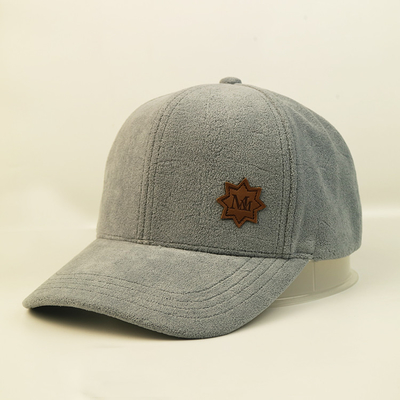 Bsci Plush Dewasa 6 Panel Baseball Cap Dengan Patch Kulit ODM OEM
