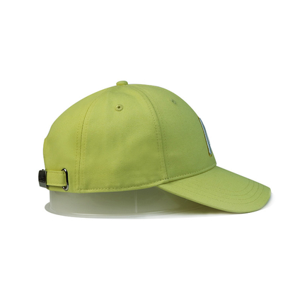 Green Polyester 6 Panel Baseball Cap Flat Visor / Kap Golf Katun