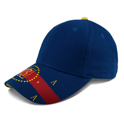 Blue bordir 6 Panel Baseball Cap Dengan Buckle Logam