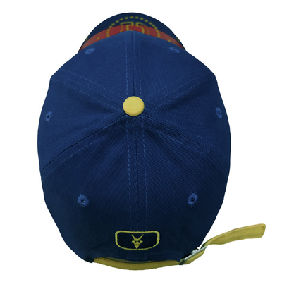 Blue bordir 6 Panel Baseball Cap Dengan Buckle Logam