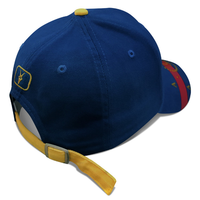 Blue bordir 6 Panel Baseball Cap Dengan Buckle Logam