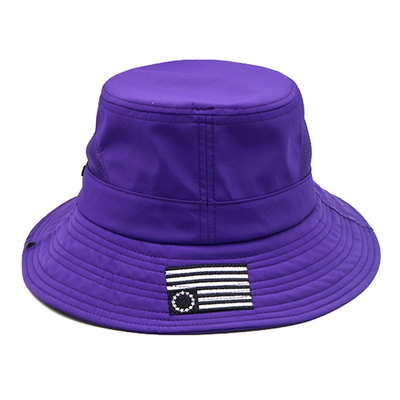Produsen Topi Ember Ungu Bordir Kustom Logo Desain Luar Ruangan Nyaman Topi Ember Katun