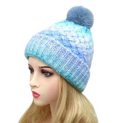 Custom Beanie with Pom Pom Soft Tie Dye Knitted Winter Cap Hat Manufacturer