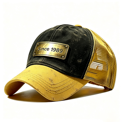 Curved Brim 5 Panel Trucker Cap Oem ditawarkan Trucker Hat Nyaman Bernafas dan disesuaikan untuk dipakai sepanjang hari