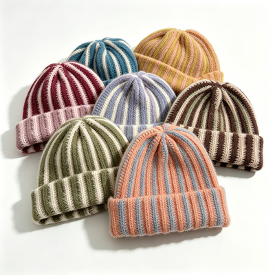 Topi kupluk rajut dari kain akrilik, termasuk gaya bordir, jacquard, dan polos