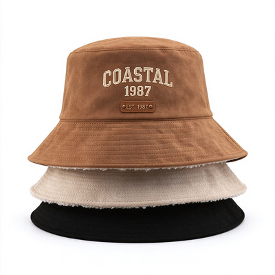 Fleece Linered Polyester Baju Bucket Hat bordir Vintage Petani topi Musim Panas Musim Panas