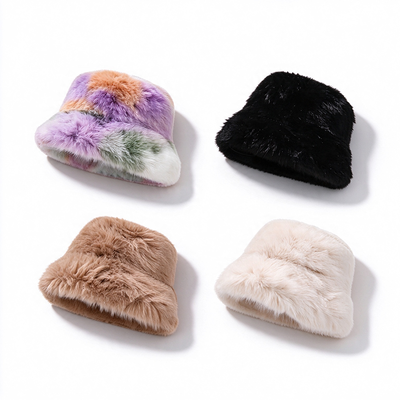 Topi Bucket Faux Fur Lembut Plush Topi Nelayan Hangat Musim Gugur Musim Dingin Untuk Dipakai Sehari-hari Jalanan Luar Ruangan
